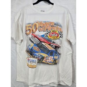 Chase Authentics NASCAR Coca-Cola 600 50th Anniversary T-Shirt 2009 Mens L White